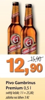 Pivo svetly lezak 12 premium gambrinus