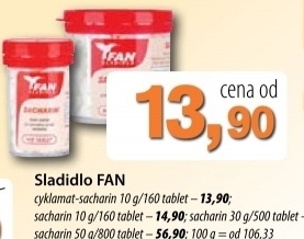 Sladidlo cyklamat sacharin fan