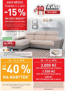 akční leták Kika nábytek 8.6.2015-21.6.2015