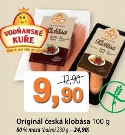 Klobasa ceska original vodnanske kure