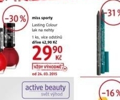 Lak na nehty lasting colour miss sporty