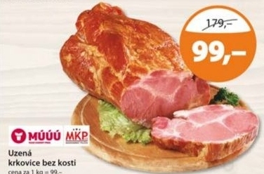 Krkovicka uzena bez kosti maso uzeniny pisek