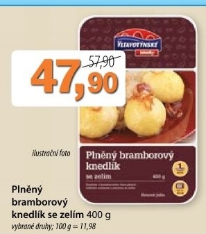 Knedlik bramborovy plneny se zelim vltavotynske lahudky