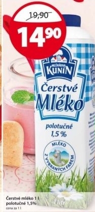 Mleko cerstve kunin 1 5 polotucne
