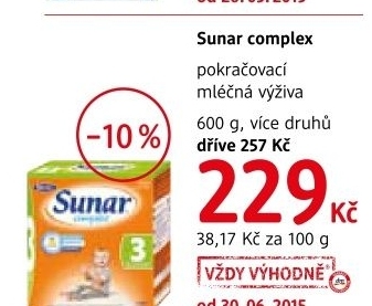 Mleko kojenecke complex sunar