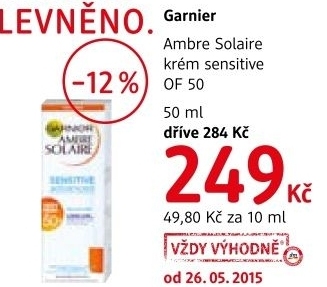 Krem pletovy opalovaci of 50 sensitive advanced ambre solaire garnier