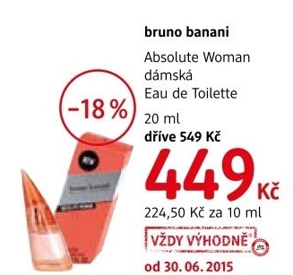 Toaleni voda damska absolute bruno banani