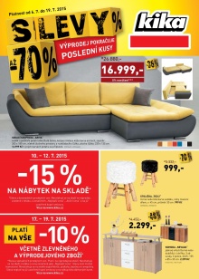 akční leták Kika nábytek 6.7.2015-19.7.2015