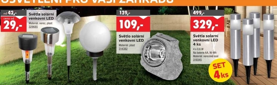 zahradní solární led světla