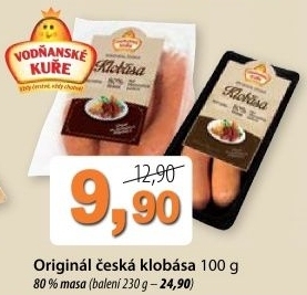 Klobasa ceska original vodnanske kure