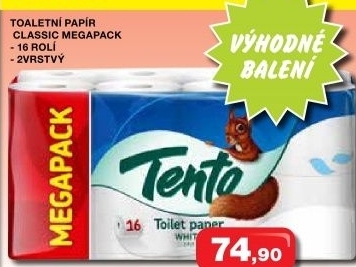 Toaletni papir 2vrstvy tento