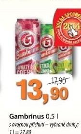 Pivo ochucene gambrinus