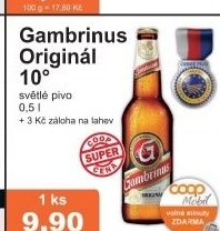 Pivo svetle vycepni original 10 gambrinus