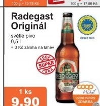 Pivo svetle vycepni 10 radegast