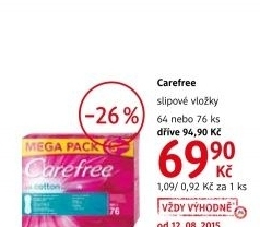 Vlozky damske slipove carefree