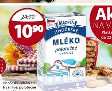 Mleko trvanlive jihoceske madeta 1 5 polotucne