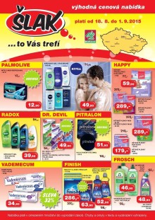 akční leták Šlak drogerie 18.8.2015-1.9.2015