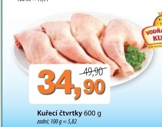 Ctvrtky kureci zadni mrazene vodnanske kure