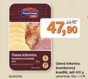 Krkovicka uzena s bramborovym knedlikem a zelim vltavotynske lahudky