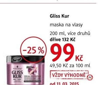 Maska na vlasy gliss kur schwarzkopf