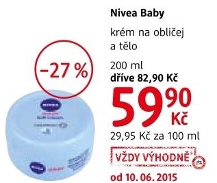 Krem hydratacni na oblicej a telo detsky baby nivea