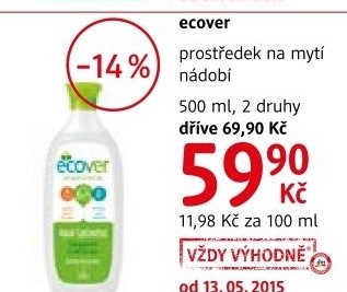 Prostredek na nadobi ecover
