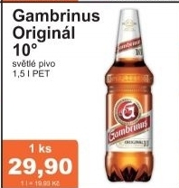 Pivo svetle vycepni original 10 gambrinus