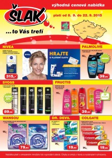 akční leták Šlak drogerie 8.9.2015-22.9.2015