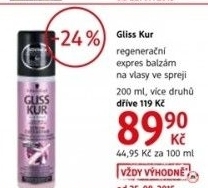 Balzam na vlasy ve spreji expres gliss kur schwarzkopf