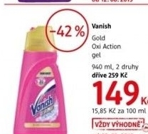 Odstranovac skvrn gelovy gold oxi action vanish
