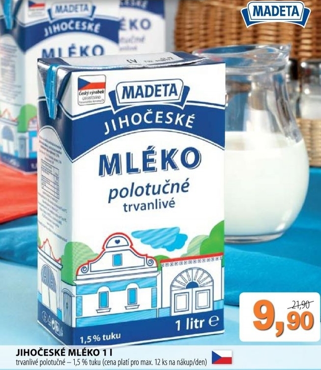 Mleko trvanlive jihoceske madeta 1 5 polotucne