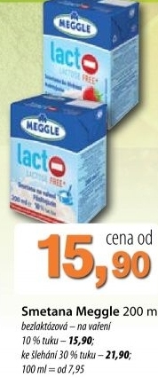 Smetana na vareni bez laktozy meggle