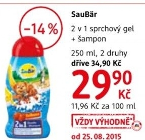 Sprchovy gel detsky 2v1 saubar