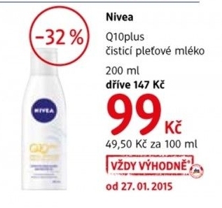 Mleko pletove cistici proti vraskam q10 plus nivea