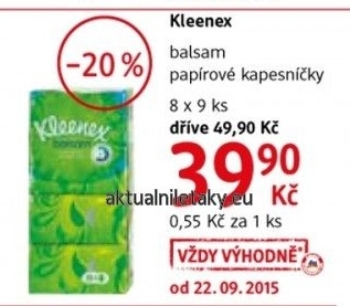 Kapesnicky papirove balsam kleenex