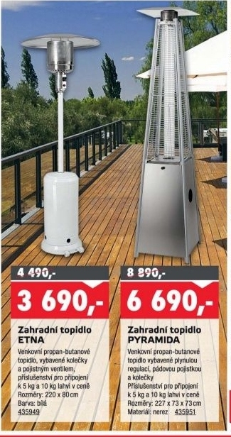 zahradní topidlo na propan-butan