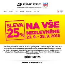 akční leták ALPINE PRO 23.9.2015-28.9.2015