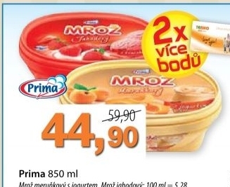 Zmrzlina ve vanicce mroz prima