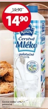 Mleko cerstve kunin 1 5 polotucne