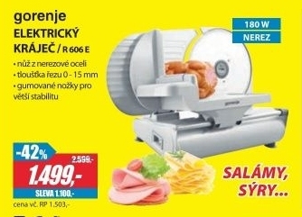 Gorenje R606 E, elektrický kráječ