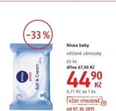 Ubrousky vlhcene detske baby nivea
