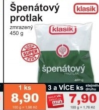 Protlak spenatovy mrazeny coop klasik