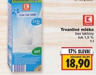 Mleko trvanlive bez laktozy k classic