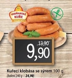Klobasa kureci se syrem vodnanske kure