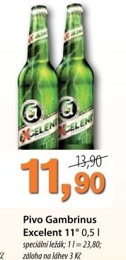 Pivo svetly lezak 11 excelent gambrinus
