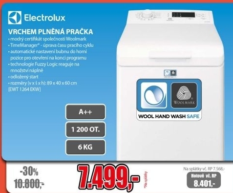 Elektrolu, vrchem plněná pračka
