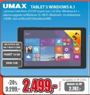 Umax, tablet s Windows 8.1