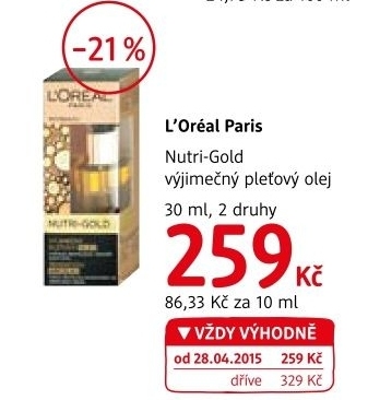 Olej pletovy vyzivujici extraordinary nutri gold oil l oreal