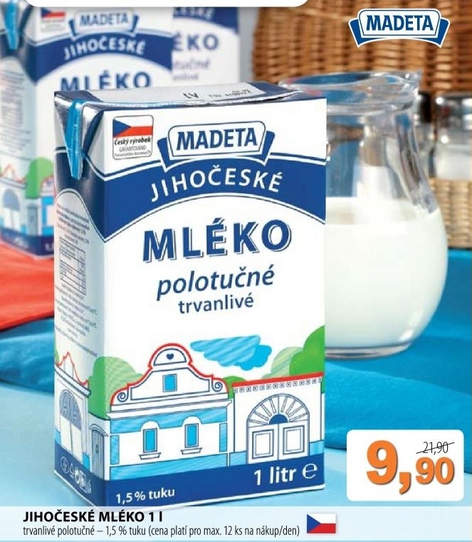 Mleko trvanlive jihoceske madeta 1 5 polotucne