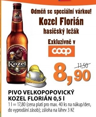 Pivo polotmavy lezak florian velkopopovicky kozel